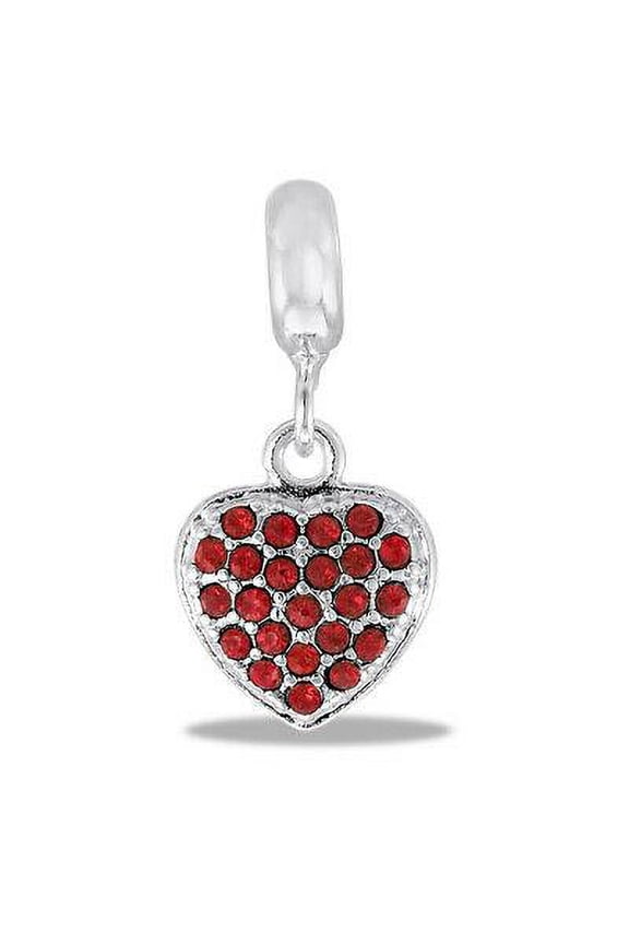 DaVinci Bead Red CZ Dangle Heart - Jewelry Bracelet Memories Beads DB11-5-DAV
