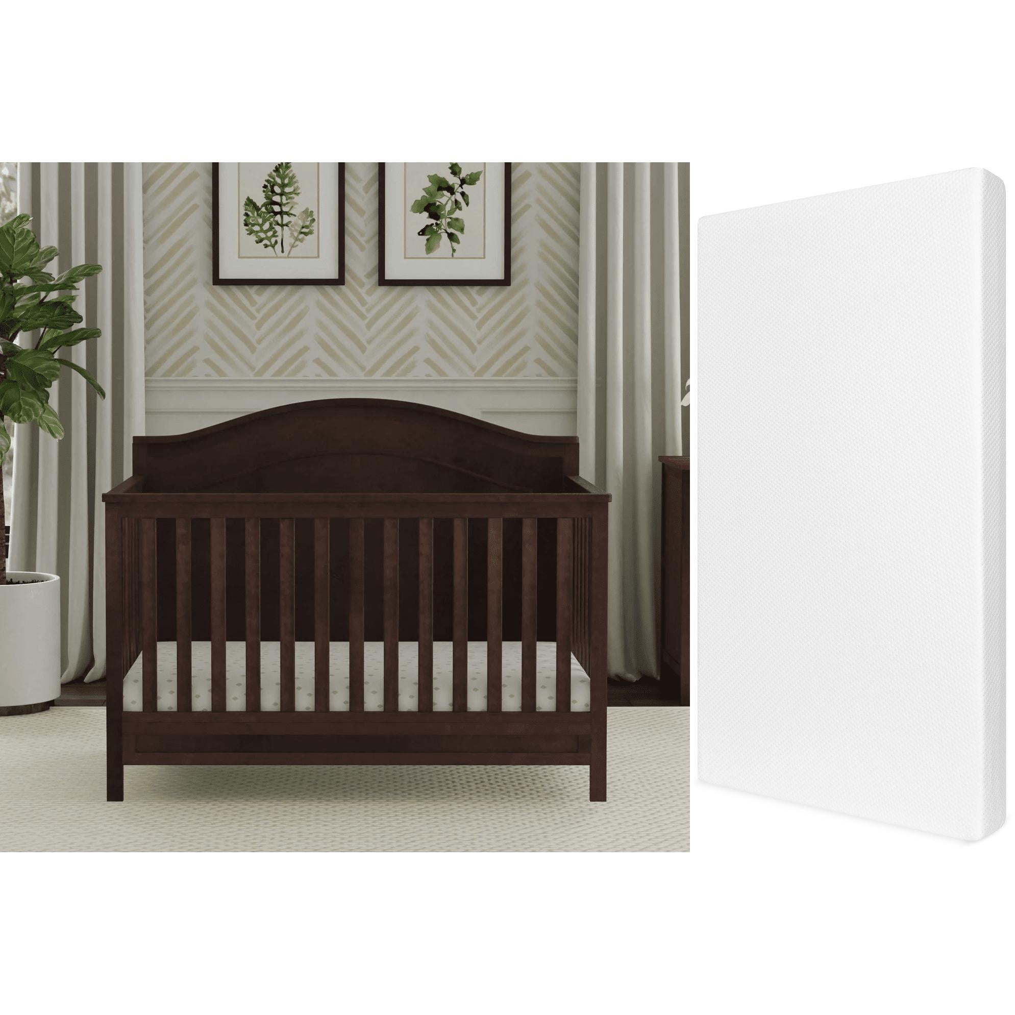 DaVinci Charlie 4-in-1 Convertible Crib, Espresso + Comfort Crib and Toddler Mattress