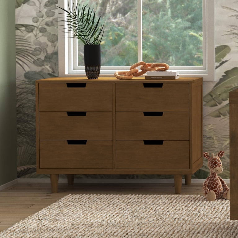DaVinci, Child Dresser, Pine Walnut, Double 6-Drawer - Walmart.com