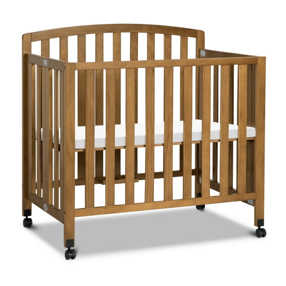 DaVinci Dylan Folding Portable 3-in-1 Mini Crib and Twin Bed, Chestnut