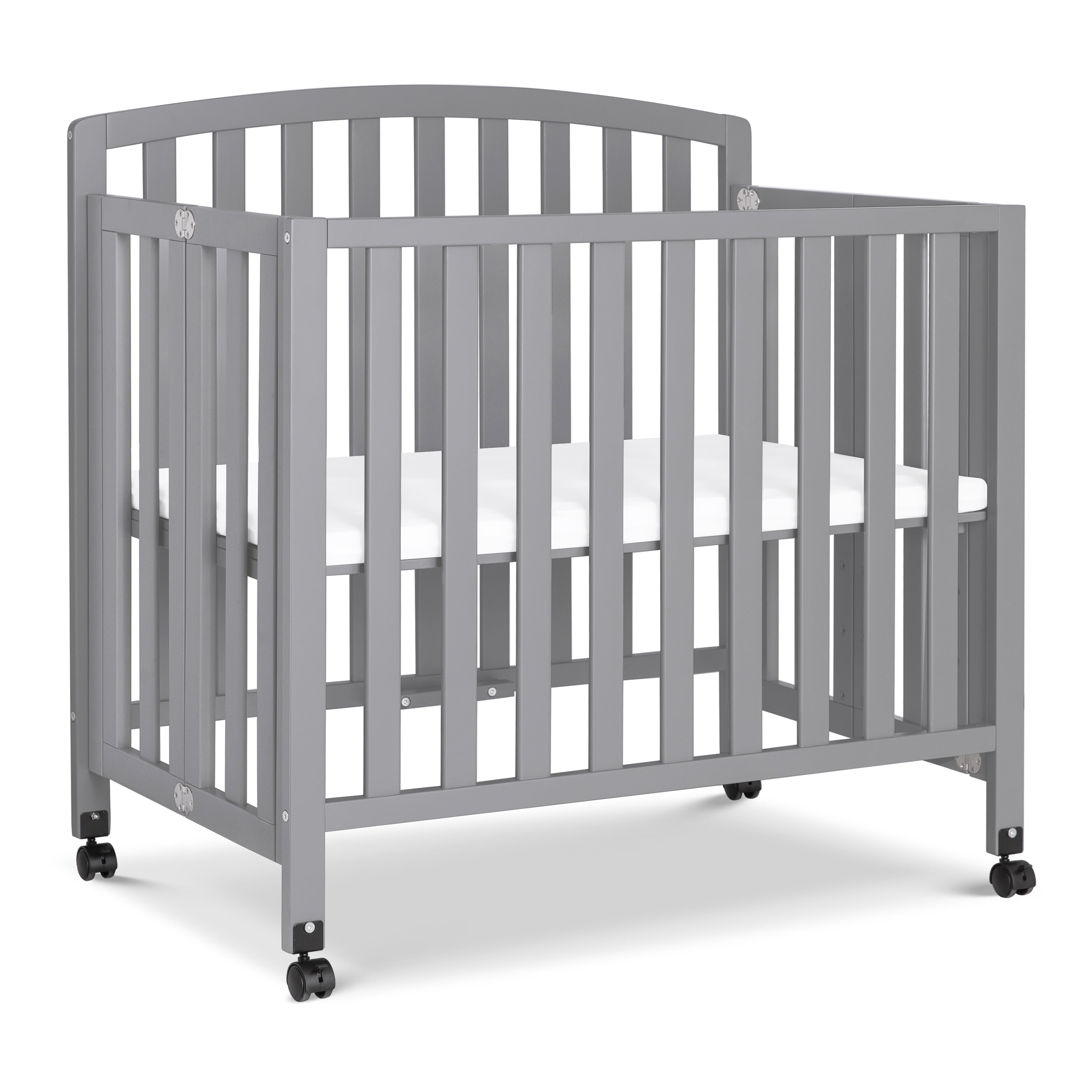 Gray Folding Portable 3-in-1 Mini Crib and Twin Bed