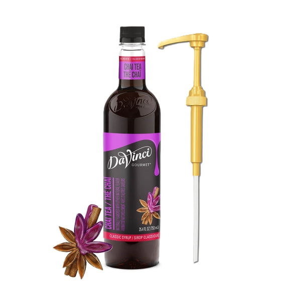 DaVinci Gourmet Chai Tea Classic Syrup, 25.4 fl oz + Gold Pump