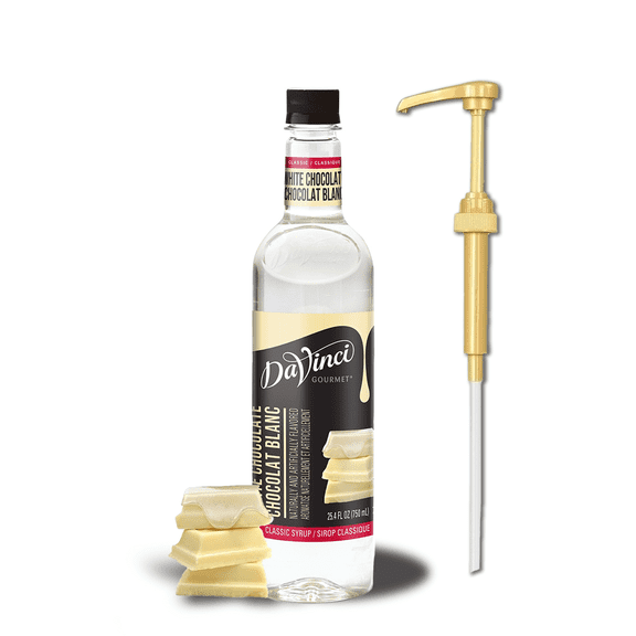 DaVinci Gourmet Classic White Chocolate Flavoring Syrup Gold Pump 750 mL + Gold Pump