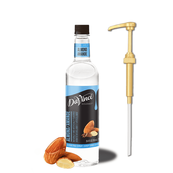DaVinci Gourmet Sugar Free Almond Syrup, 25.4 fl oz Bottle + Gold Pump