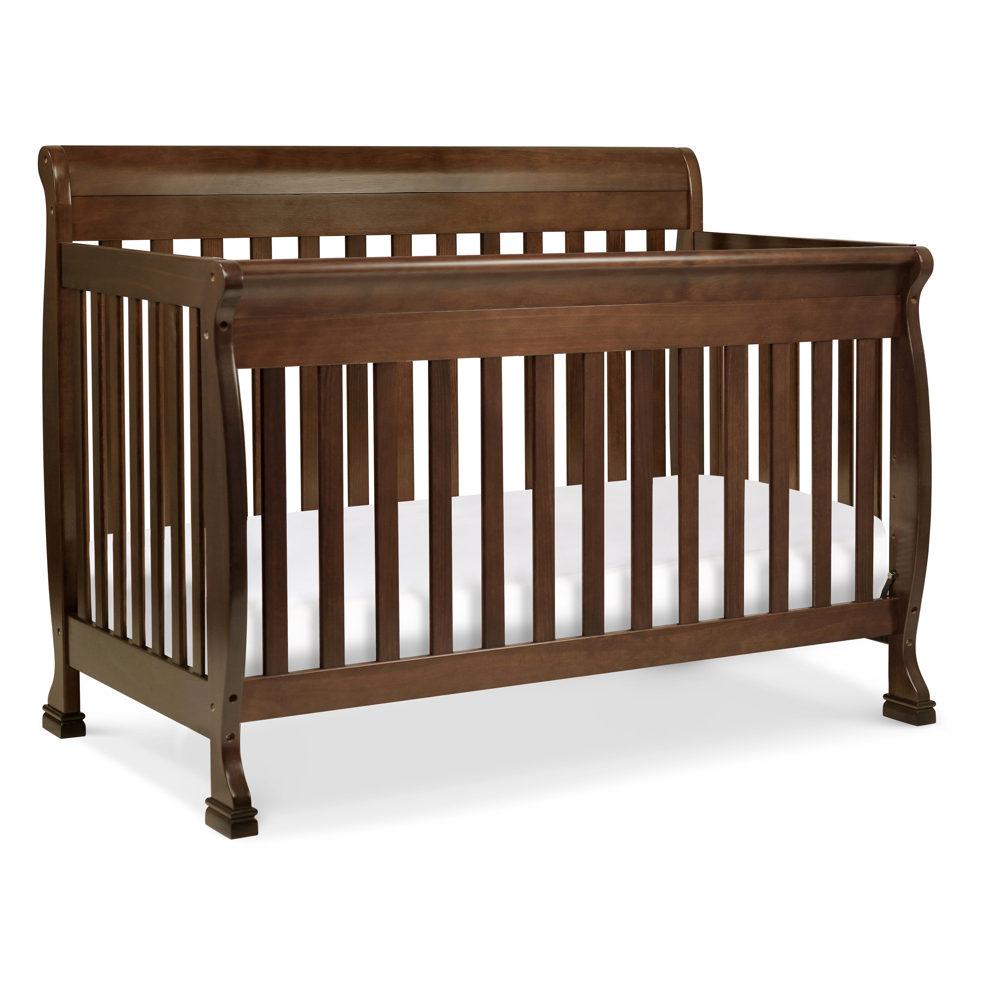 Espresso Pine Wood Convertible Crib with Adjustable Mattress Heights