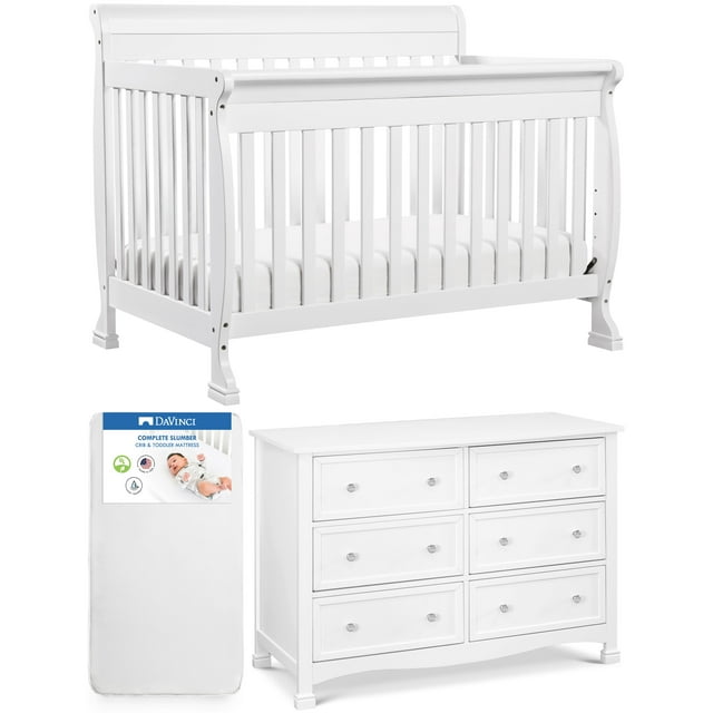 DaVinci Kalani 4 in 1 Convertible Crib with 6 Drawer Dresser in White