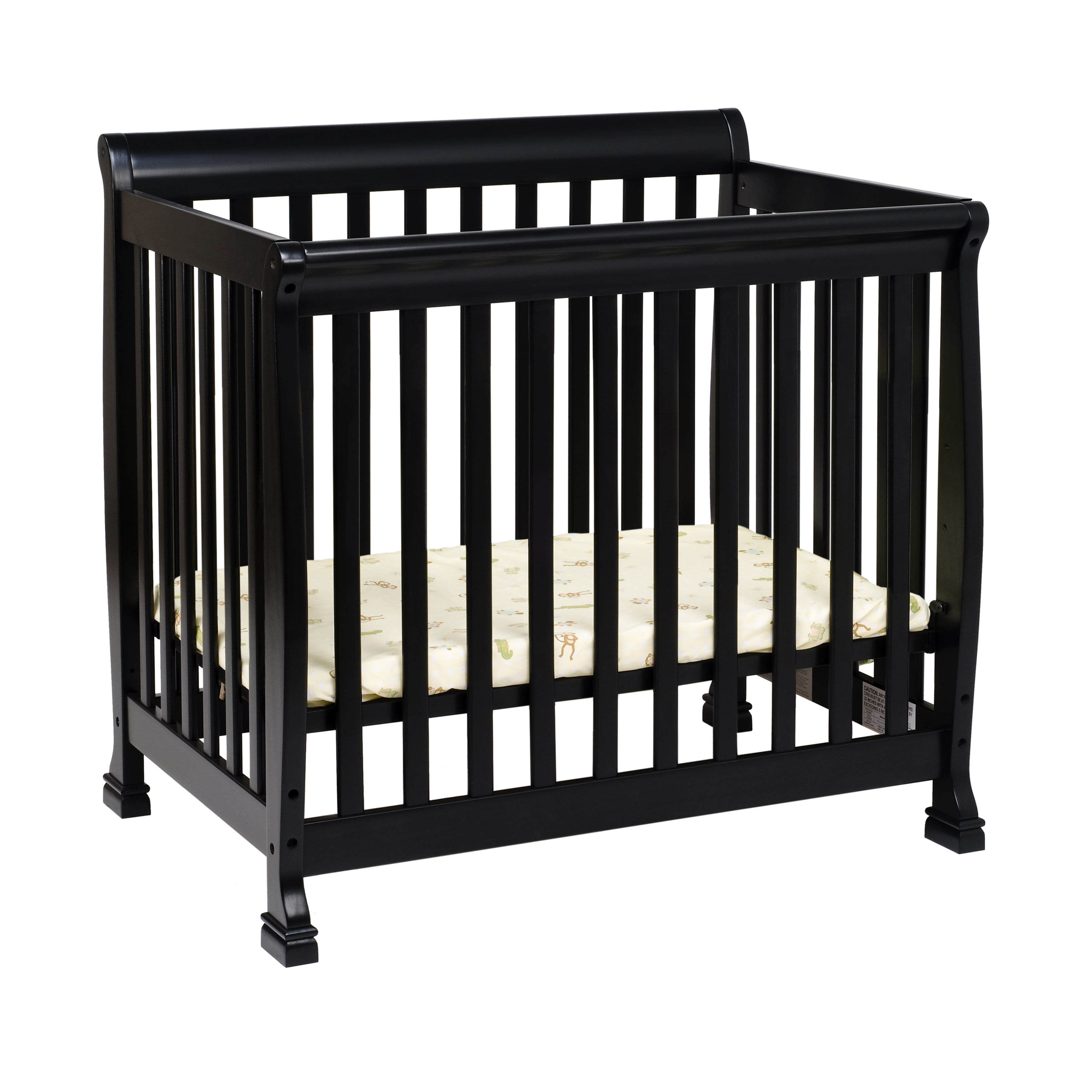 Ebony Convertible Mini Crib with Adjustable Mattress Levels