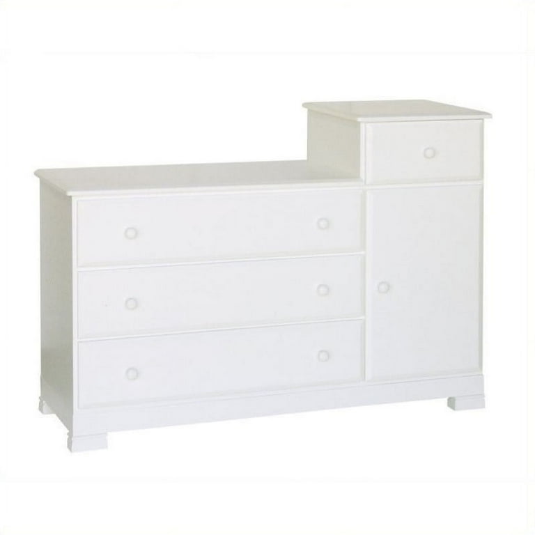 DaVinci Kalani Wood 4 Drawer Combo Chest With Shelf in White Finish