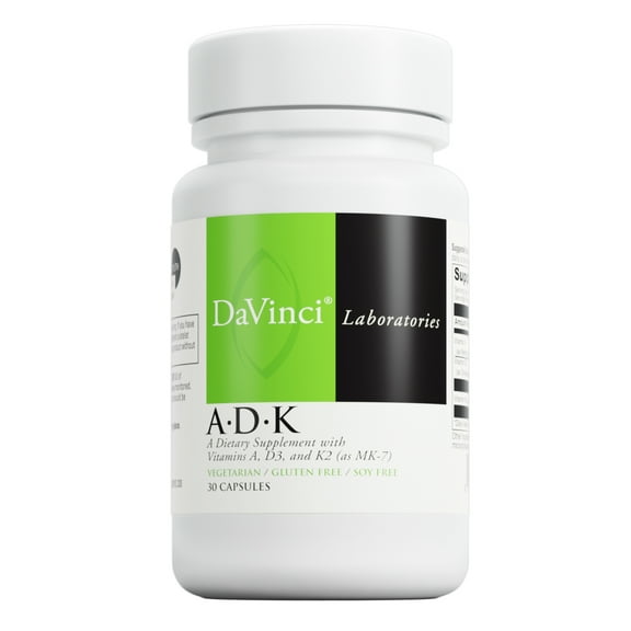 DaVinci Labs ADK - Helps Support Bone, Heart & Immune Health* - Dietary Supplement with Vitamins A, D3 & K2 (as MK-7) - Vegetarian, Gluten Free & Soy Free - 30 Capsules