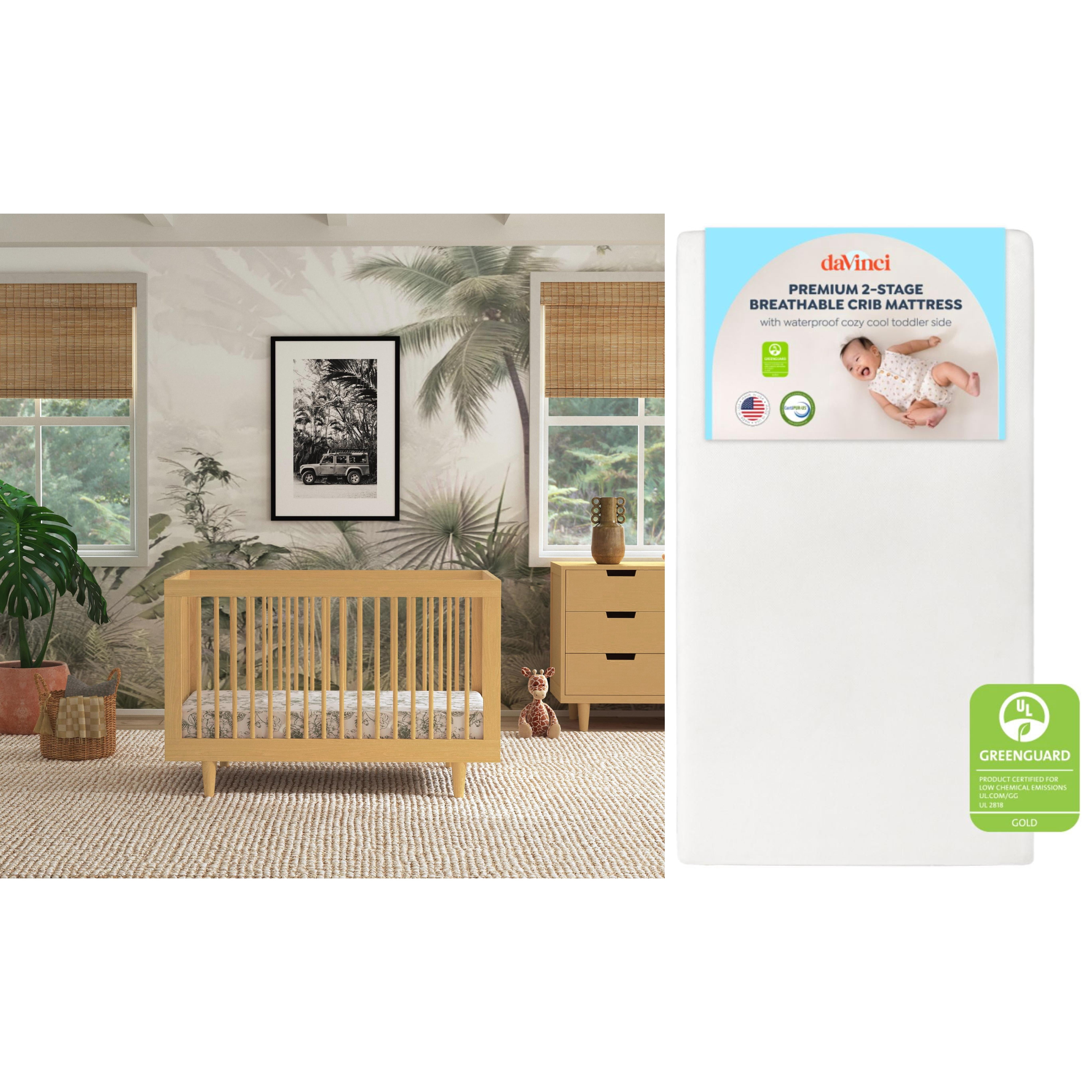 DaVinci Marley 3-in-1 Convertible Crib + Premium 2-Stage Breathable Crib Mattress
