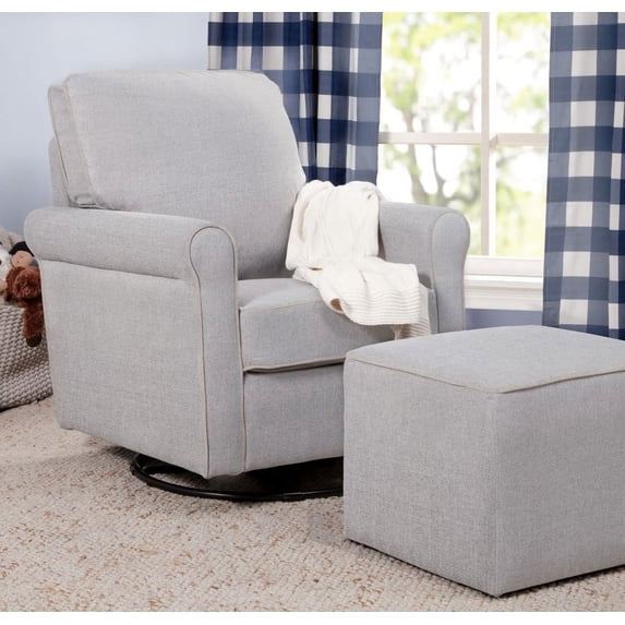 DaVinci Maya Swivel Glider Rocking Chair with Ottoman, Misty Grey