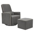 thumbnail image 1 of DaVinci Olive Upholstered Swivel Glider with Bonus Ottoman in Dark Grey with Cream Piping, 1 of 11