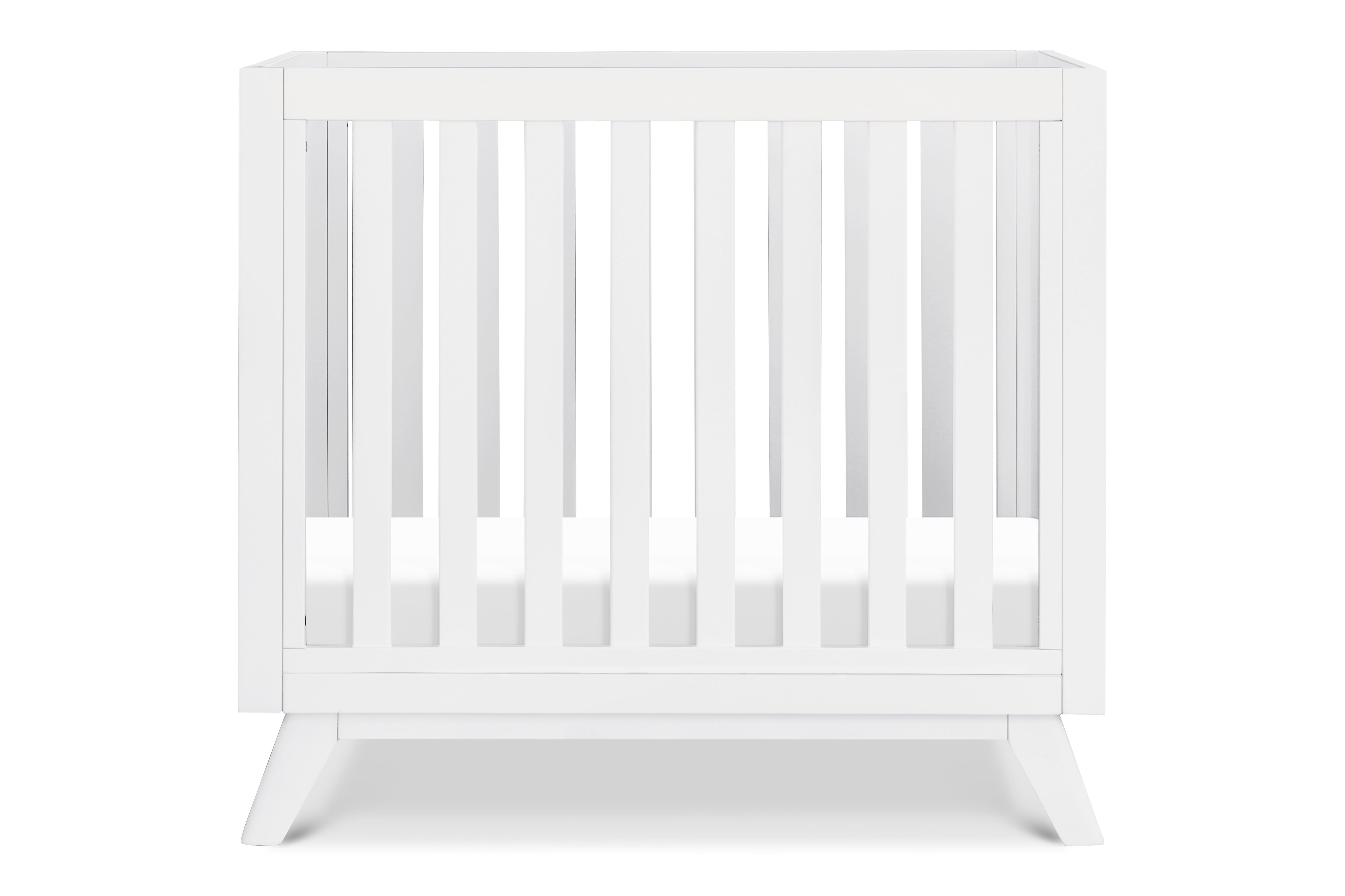 White Wooden 3-in-1 Convertible Mini Crib with Mattress