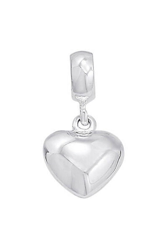 DaVinci Puff Heart Dangle Silver Bead