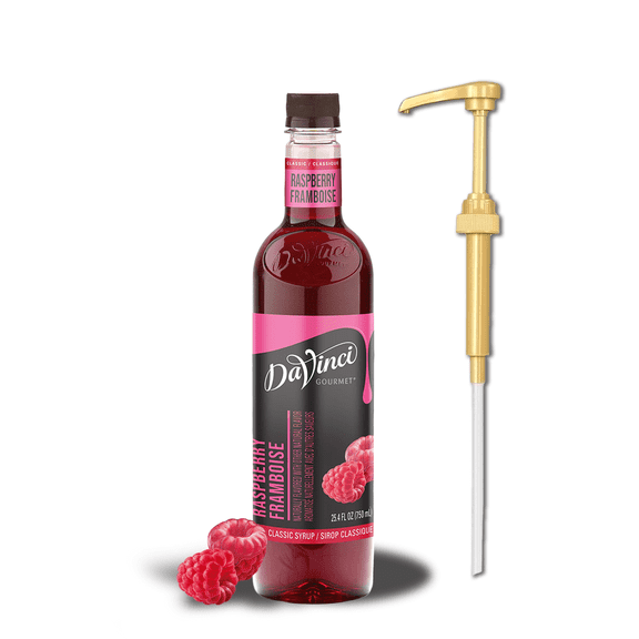 DaVinci Raspberry Flavoring Classic Syrup 25.4 fl oz (750 mL) + Gold pump