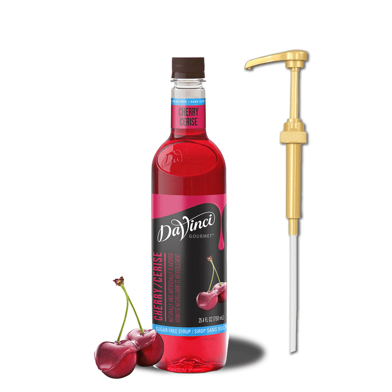 DaVinci Cherry Flavoring Syrup, 750 mL, Gold Pump for Drinks