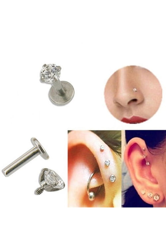 1 Pc CZ Tragus Lip Ring Ear Cartilage Stud Earring Body Piercing Jewelry 3mm-
