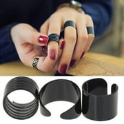 DaXi 3Pcs Fashion Jewelry Ring Set Black Stack Plain Band Midi Rings,Ring Set