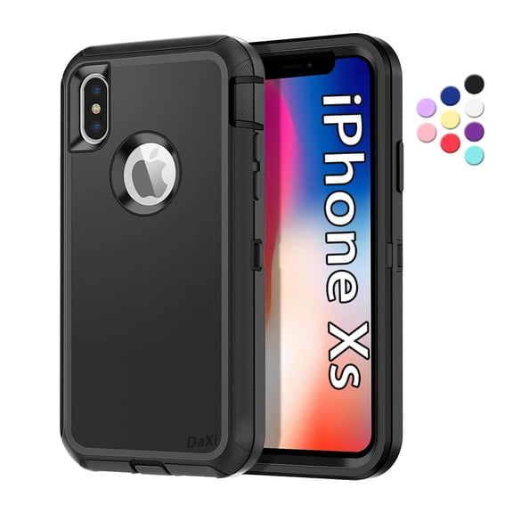 DaXi Case for iPhone Xs/X, Rugged Shockproof and Drop-Proof Triple-Layer Full Body Protection [Screen Protector Not Included] -Black