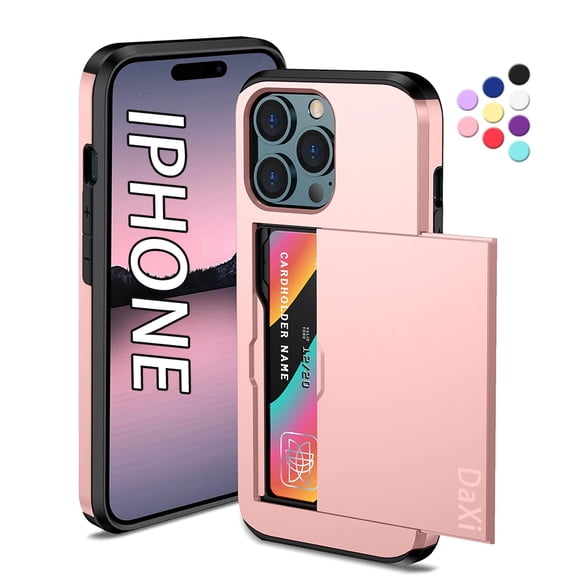 DaXi Heavy Duty Phone Case for iPhone 13 Card Holder Protective Case, Double Layer Shockproof with Credit Card Holder Slot