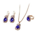 thumbnail image 1 of DaXi Waterdrop Shiny Rhinestones Necklace Ring Earrings Women Jewelry Set-Sapphire Blue, 1 of 8