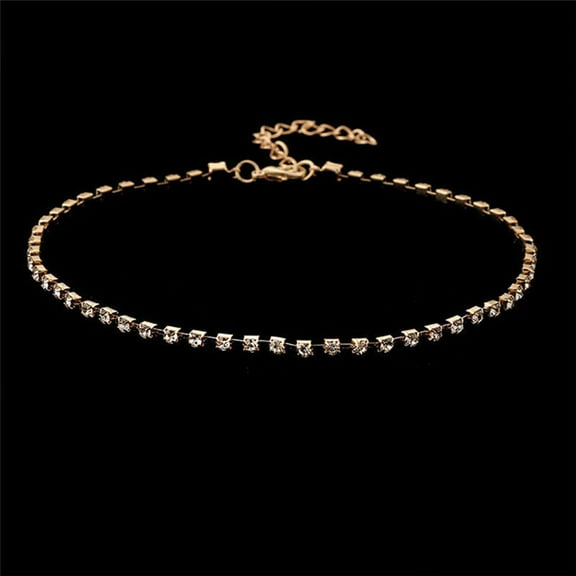 DaXi Women Shiny Rhinestones Collar Choker Necklace Wedding Party Jewelry-Gold