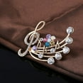 thumbnail image 1 of DaXi Women's Rhinestone Musical Note Blossom Brooch Pin Jewelry Party Xmas Gift-, 1 of 6