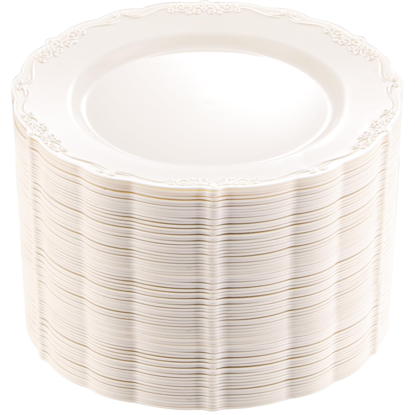 DaYammi 60PCS Ivory Plastic Plates, Fancy Plastic Plates Disposable ...