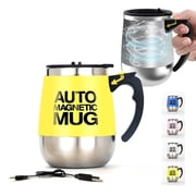 DaaSiGwaa Rechargeable Self Stirring Mug - Magnetic Electric Auto Mixing Stainless Steel Cup for Office/Kitchen/Travel/Home Coffee/Tea/Hot Chocolate/Milk-400 ml/13.5 ozYellow