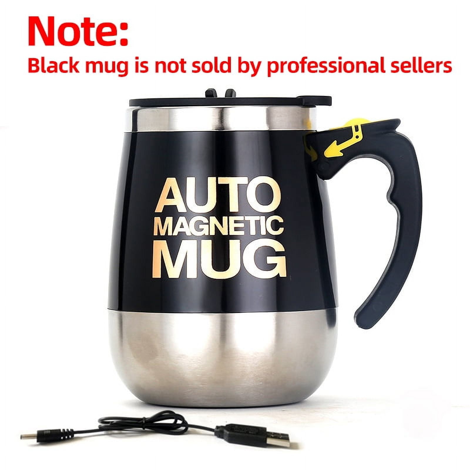 DaaSiGwaa Rechargeable Self Stirring Mug - Magnetic Electric Auto Mixing Stainless Steel Cup for Office/Kitchen/Travel/Home Coffee/Tea/Hot Chocolate/Milk-400 ml/13.5 oz(Black)