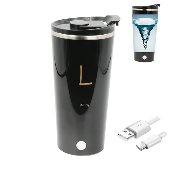 DaaSiGwaa Rechargeable Self Stirring Mug - Magnetic Electric Auto Mixing Stainless Steel Cup for Office/Kitchen/Travel/Home400 ml/13.5 oz(Black)