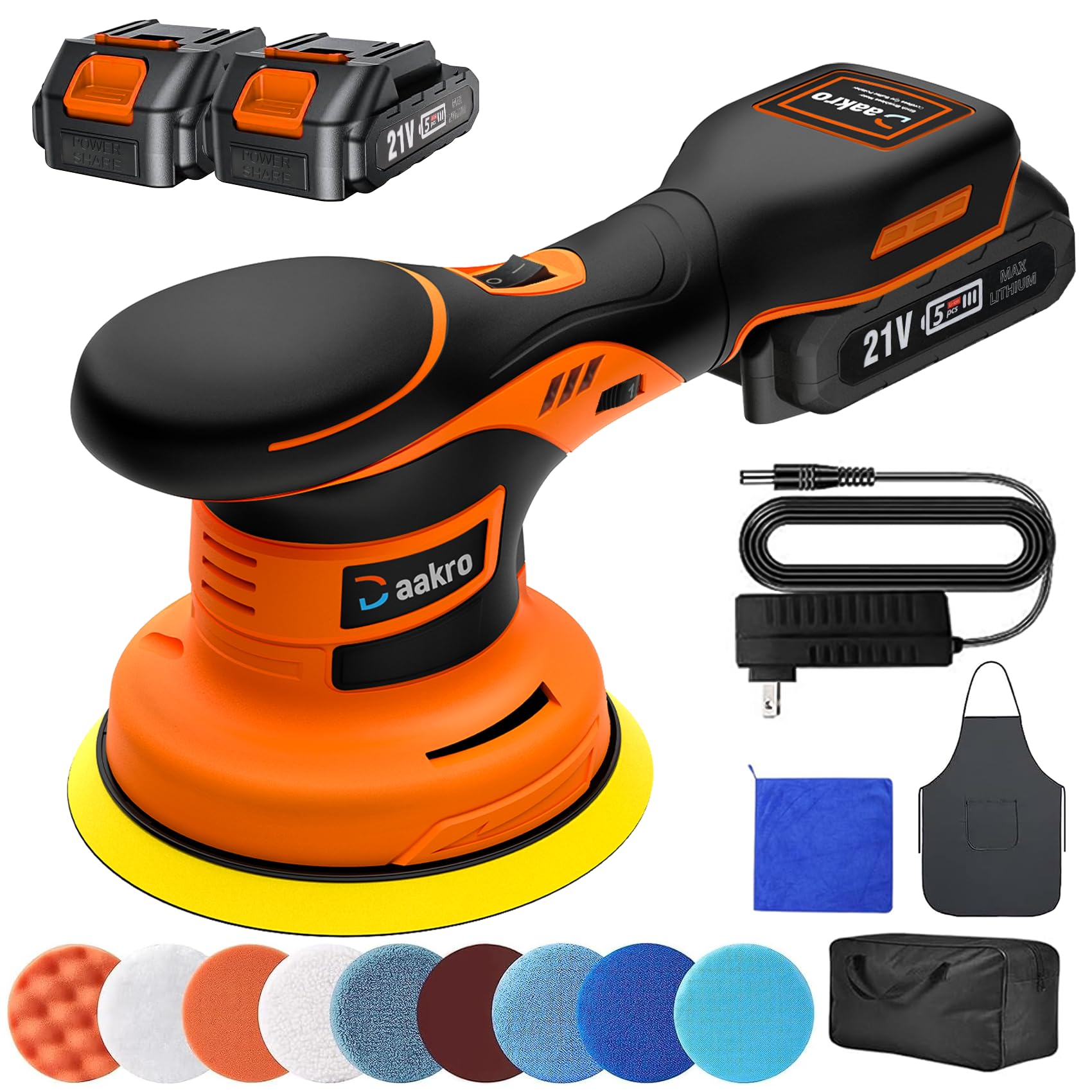 Daakro Polijstmachine rood met 2 x 3000 mAh batterijen en Daakro Polijstmachine rood met 2 x 3000 mAh batterijen en