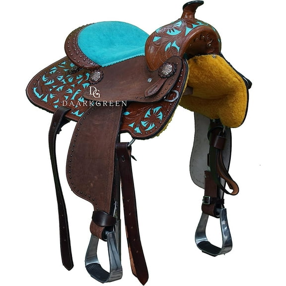 Daarkgreen Leather Western Horse Saddle, Brown