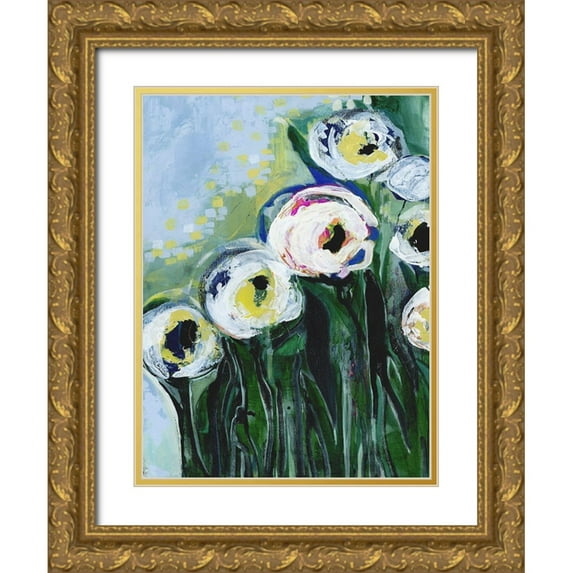 Daavettila, Tara 15x18 Gold Ornate Wood Framed with Double Matting Museum Art Print Titled - Modern White Floral IV