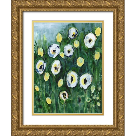 Daavettila, Tara 19x24 Gold Ornate Wood Framed with Double Matting Museum Art Print Titled - Modern White Floral I