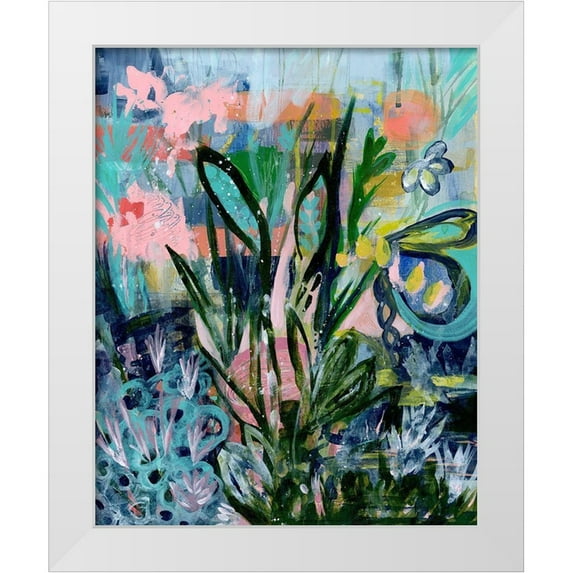 Daavettila, Tara 20x24 White Modern Wood Framed Museum Art Print Titled - Opulent Floral Strokes IV