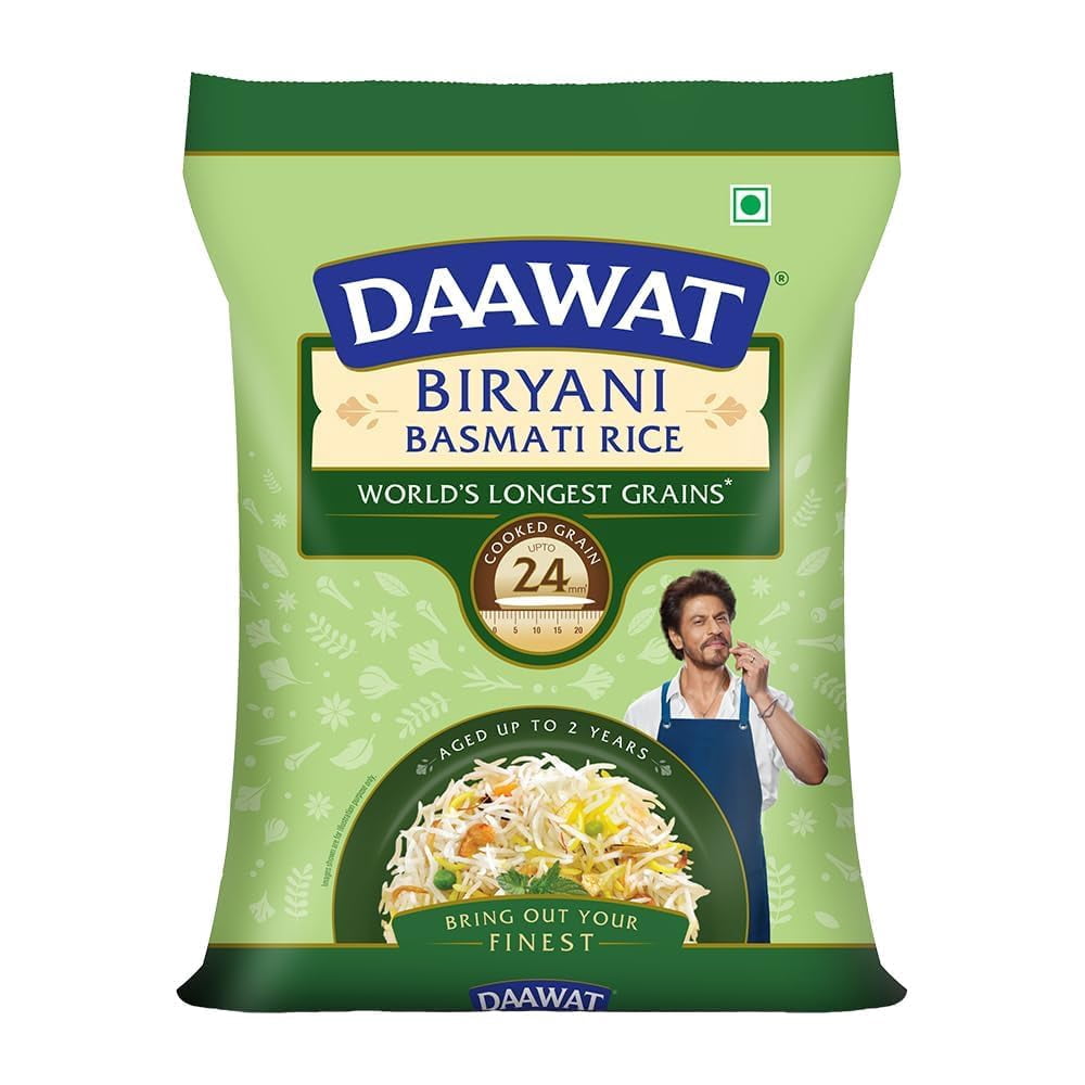 Daawat Biryani Basmati Rice, 5 Kg| World s Longest Rice Grain expands ...