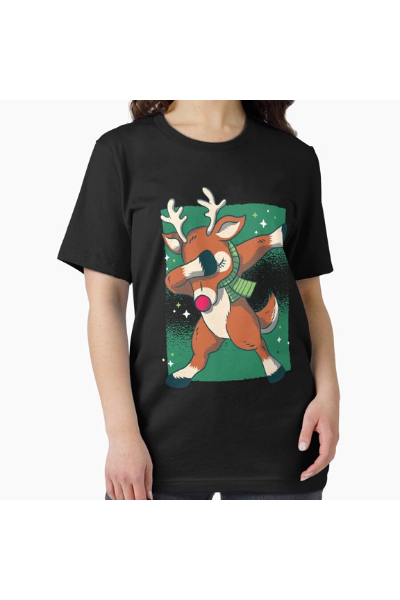 Dab Dance Reindeer Funny Holiday Dabbin Winter Spirit Artwork Unisex T-Shirt, up to size 5XL