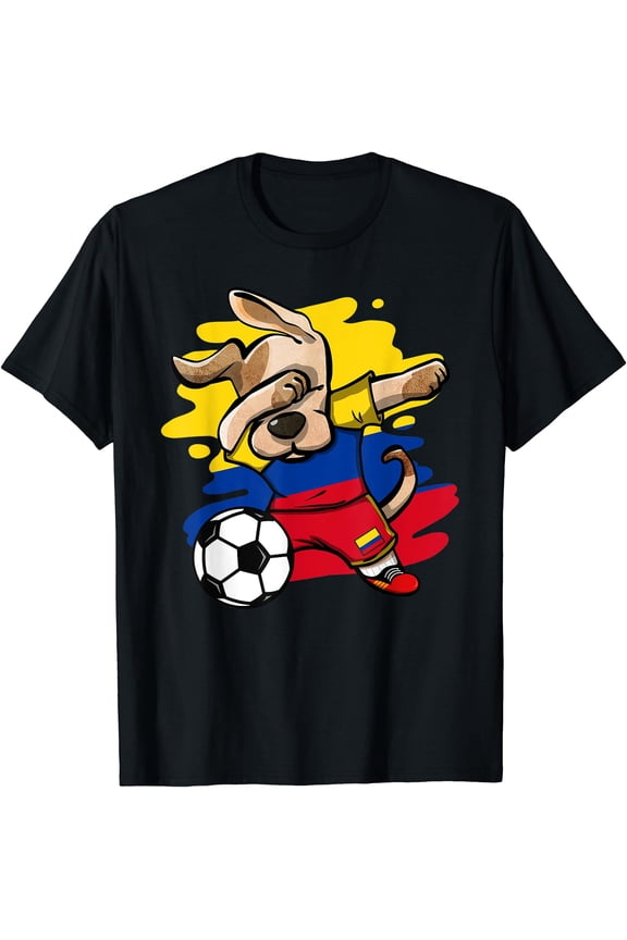 Dab Dog Colombia Soccer Fans Jersey Colombian Flag Football T-Shirt, Unisex T-Shirt