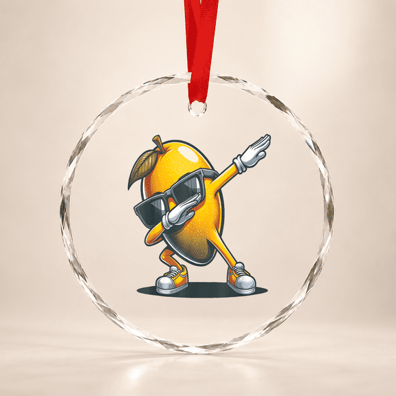 Dab Mango Dancing Dabbing Fruit With Sunglasses Glass Ornament