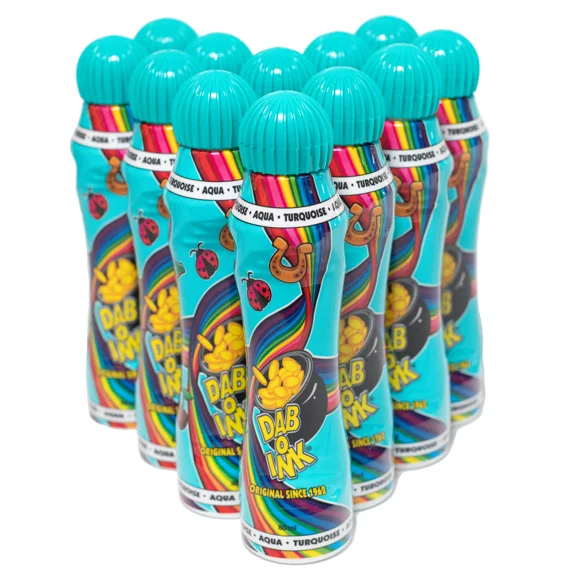 Dab-O-Ink Bingo Daubers - 12 Pack - Aqua - 3 ounce size - Bingo Ink Markers