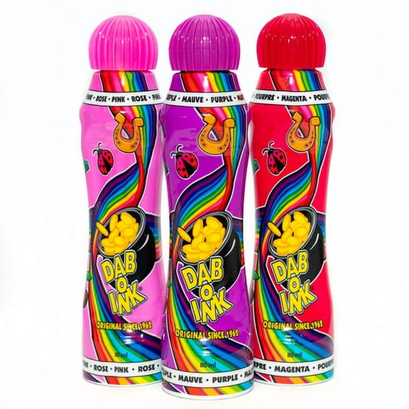 Dab-O-Ink Bingo Daubers - 3 pack - Magenta, Pink, Purple - 3 ounce size - Bingo Ink Markers