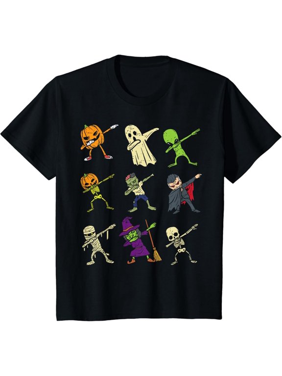 Dab Pumpkin Skeleton Ghost Alien Zombie Halloween T-Shirt BLACK Unisex S-5XL Hot Trending Shirt, Vintage Birthday Gift