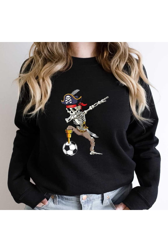 Dab Skeleton Dabbing Futbol Pirate Soccer Gifts Graphic Tee SW19330 Unisex Sweatshirt, Up to Size 5XL