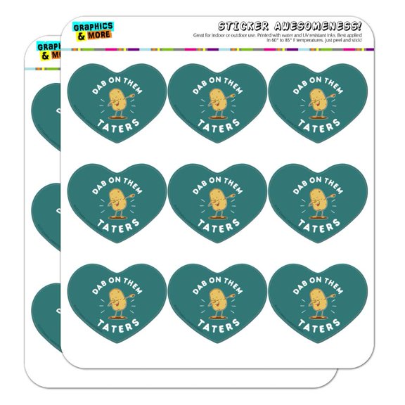 Dab on Them Taters Haters Funny Humor Heart Shaped Planner Calendar Scrapbook Craft Stickers
