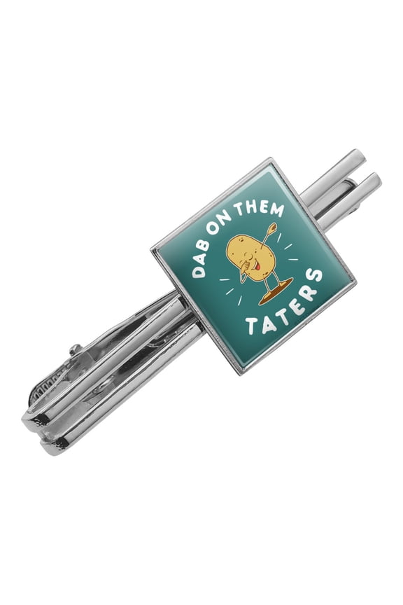 Dab on Them Taters Haters Funny Humor Square Tie Bar Clip Clasp Tack- Silver or Gold