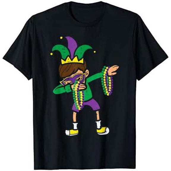 Dabbing Boy Mardi Gras Outfit Dance Boys Kids Toddlers T-Shirt Mardi Gras Dance T-Shirt, Parade Energy, New Orleans Love