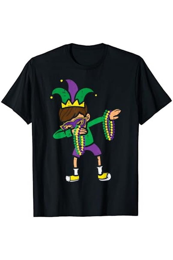 Dabbing Boy Mardi Gras Outfit Dance Boys Kids Toddlers T-Shirt Mardi Gras Dance T-Shirt, Parade Energy, New Orleans Love