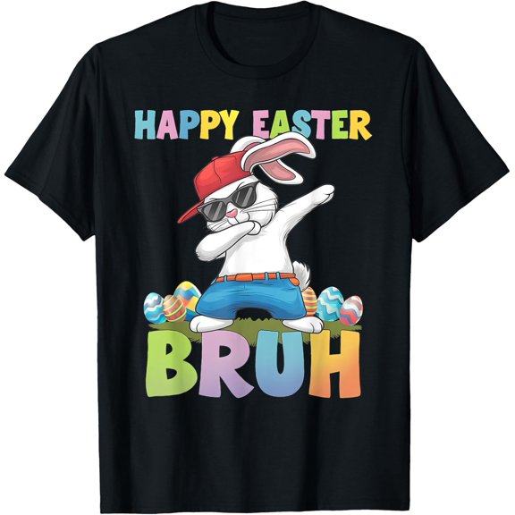 Dabbing Bunny Happy Easter Bruh Boy Girl Holiday Tee