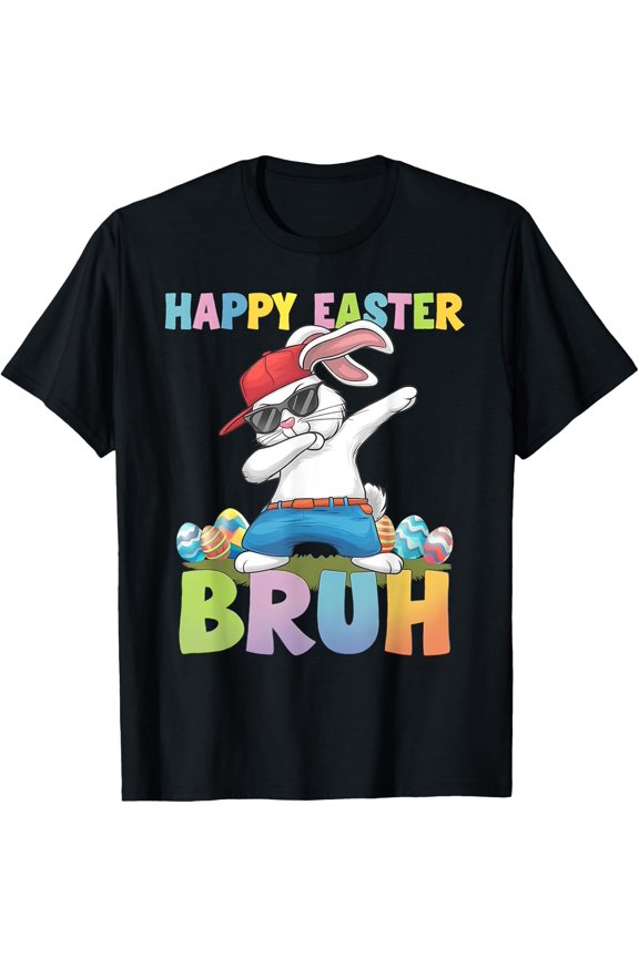 Dabbing Bunny Happy Easter Bruh Boy Girl Holiday Tee